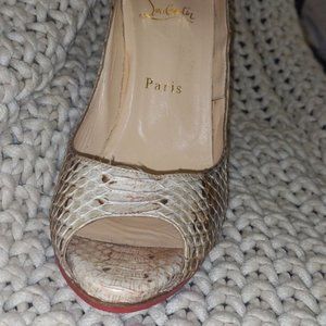 Christian Louboutin Snake Skin Peep Toe Pumps
